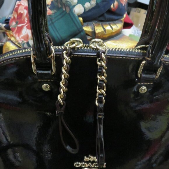 Coach Mini Sierra Black Patent Leather Dome Satchel Crossbody - Picture 3 of 11
